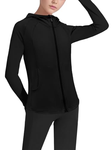 Girls Rash guard Long Sleeve Jackets Zipper Athletic Hoodie Top Fishing Hiking UV Protection Outerwear2