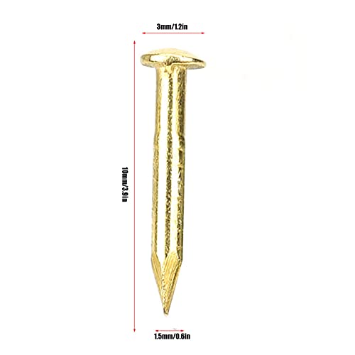100Pcs Clavos de Cabeza Redonda de Latón para Bisagras de Muebles, Fijación Fuerte, Fácil Instalación, Uso en Muebles de Hogar, Longitud 10mm miniatura 6