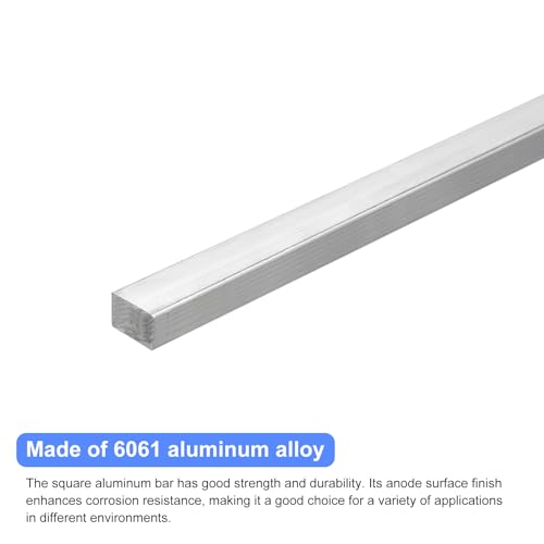 Image of uxcell Square Aluminum Flat Bar, 1 /2 inch Thick 0.6 inch Width 10 inch Length Square Aluminum Bar 6061 Aluminum Flat Plate, 12 x 15 x 254mm T6511 Solid New Mill Stock for Industrial Building