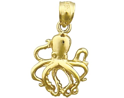 14K Gold Cephalopod Octopus Charm
