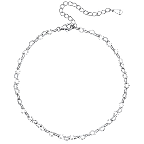 Tobillera de plata hipoalergénica que no se oxida pulsera fina ajustable de 22+5CM