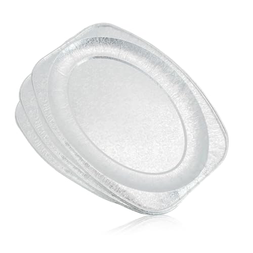 JLNGTHONG 10 Pack Large Aluminium Foil Trays (35x24cm) - Tin Foil Trays Containers for Cooking Baking Broiling Roasting BBQ and Party Reusable Serving Platter Set