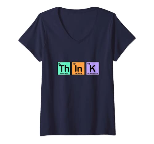 Womens "Think" Made of Elements Gift Fun Spelling with Chemistry V-Neck T-Shirt