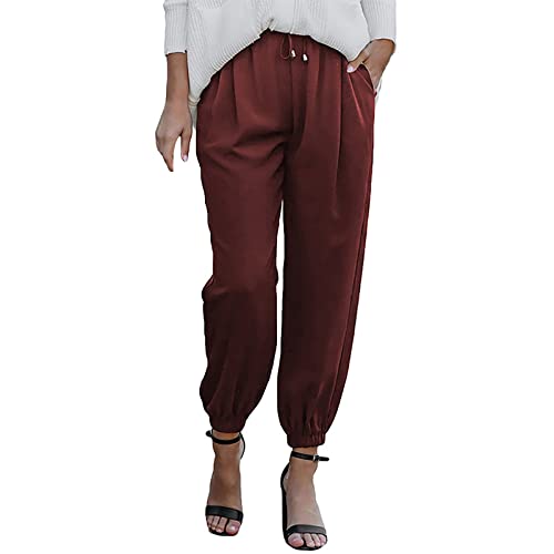 Generico Pantalones Palazzo para niña de 13 años, pantalones con cintura elástica para mujer, elegantes, pantalones de mujer Push Up Jeans con desgarros en la parte delantera, pantalones cómodos para