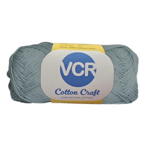 Image of VCR 8Ply Grey Cotton Craft Yarn, 100 Grams Hank, 160 Meters Length, Cotton Combed Ball for Crochet and Knitting, Pack of 1 Yarn, Suitable for DIY Crafts
