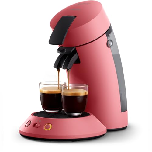 Philips Senseo Original Plus Kaffeepadsmaschine - Kaffeestärkeauswahl, Coffee Boost Technologie, Recycling-Kunststoff, Sanftes Rot (CSA210/35)