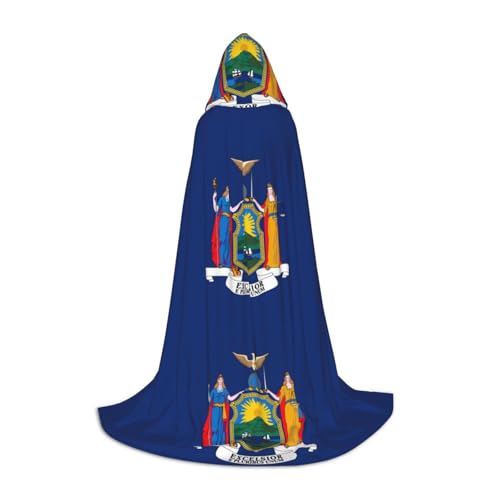 Cape de magicien avec grande capuche style médiéval et imprimé New York