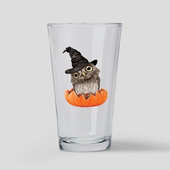 CafePress PD Moreno's Halloween Owl Pint Glass, 16 oz. Drinking Glass