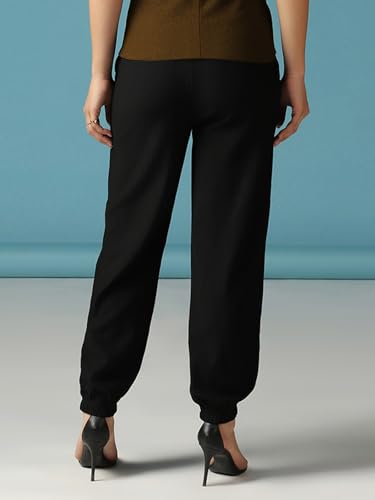 Image of Selvia Women's Dyed Ribbed Lycra Elastic Regular Fit Solid Jogger Pant