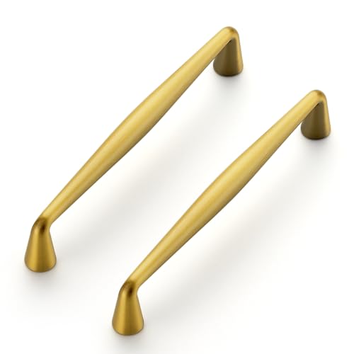 Image of Ravinte Brushed Brass Cabinet Handles Solid Handles,5 Inch,5 Pack