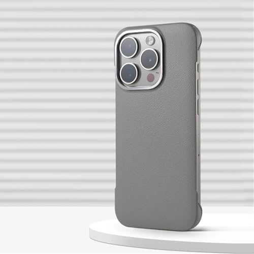 Coque sans cadre iPhone 16 Pro Max fine gris litchi pour le quotidien
