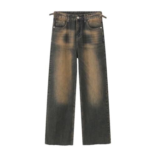 Men's Jeans Straight Denim Pants High Street Wide Leg Trousers