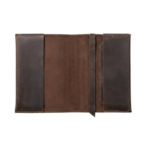 TORAKIP Handmade Genuine Leather Book Cover for Adults with Built-in Bookmark, Fits Books up to 9.84 x 6.69 Inches, for Book Thickness 1.2–1.6 Inches, Brown