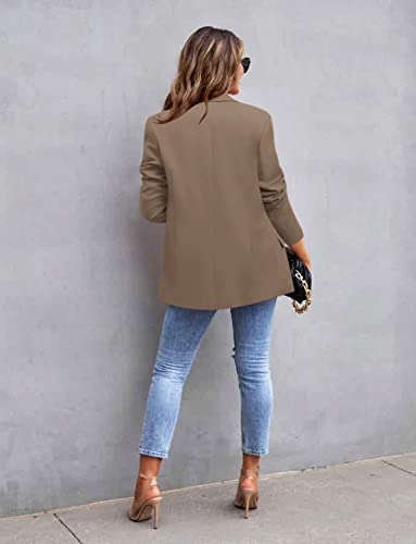 Image of CRAZY GRID Womens Casual Blazer Jacket Long Sleeve Open Front Work Office Blazer Lapel Button Jacket