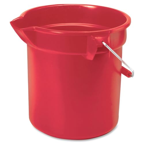 Image of Rubbermaid Commercial Products BRUTE 10 Quart, Round Bucket, Red, Heavy-Duty Construction, for Professional /Janitorial Cleaners, Pack of 6