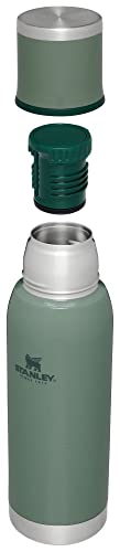 Image of Stanley Adventure-To-Go Vacuum Bottle 25 oz | Wide Mouth with Leakproof Cup Lid | Keep Drinks Hot or Cold | Packable for Travel | Insulated Stainless Steel Thermal Bottle | BPA-Free | Hammertone Green