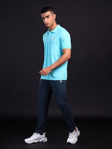 Image of TECHNOSPORT Men's Polyester Slim Fit Self-Design Short Sleeve Polo Matpiq T-Shirt with Anti Microbial, Techno Dry for Regular and Casual Use