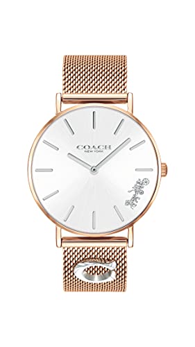 ساعة بمينا من كوتش 7 تناظري الوردي بسوار ذهب للنساء