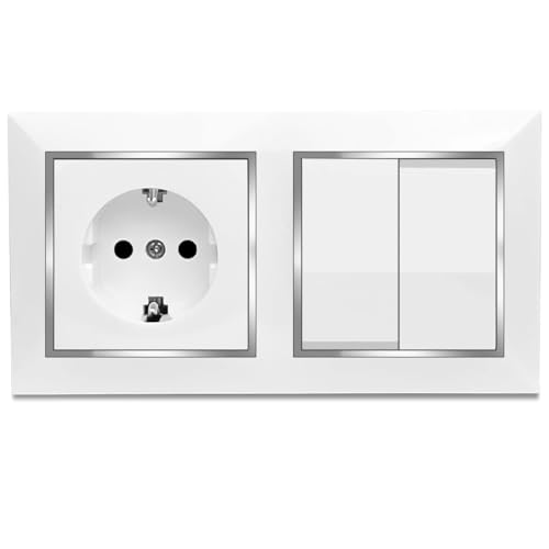 Enchufe de Schuko con Interruptor Doble de Pared Toma de Corriente y Doble y para Montaje en Superficie