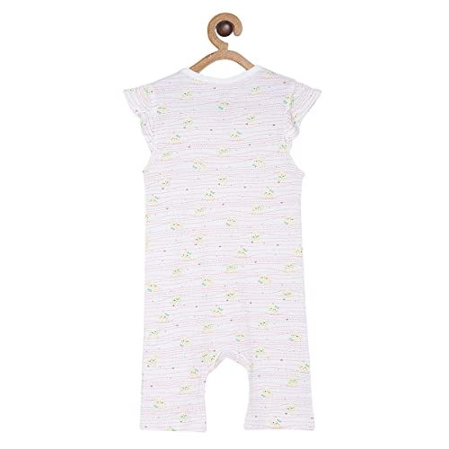Image of miniklub Baby Front Open Frill Sleeve Knitted Cotton Romper, Pack of 2 (Multi Color)