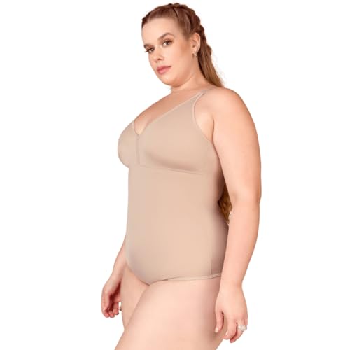 Cinta Body Modelador Plus Size Alta Compressão sem Bojo Bege 48