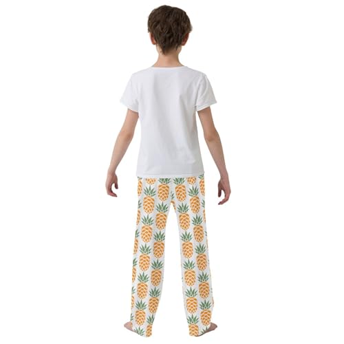ZZXXB Summer Pineapple Fruit Boys Long Pants Soft Trousers Elastic Waist Kids Lounge Bottoms with Pockets S-XL3