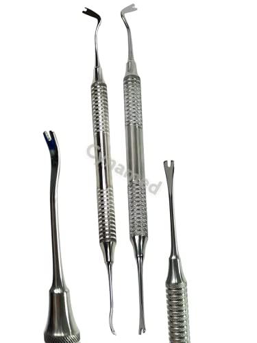 Premium Ligature Director/Plugger Double Ended Orthodontic LIGATING Dental Instruments Hollow Light Weight Handle (2 EA -Angle & STR+Angle & Bent TIP)