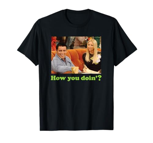 Warner Bros. Friends Joey How You Doin? Unisex-Adults T-Shirt, Black, Small, Short Sleeve, V-Neck, Modern, Unique Graphic Design