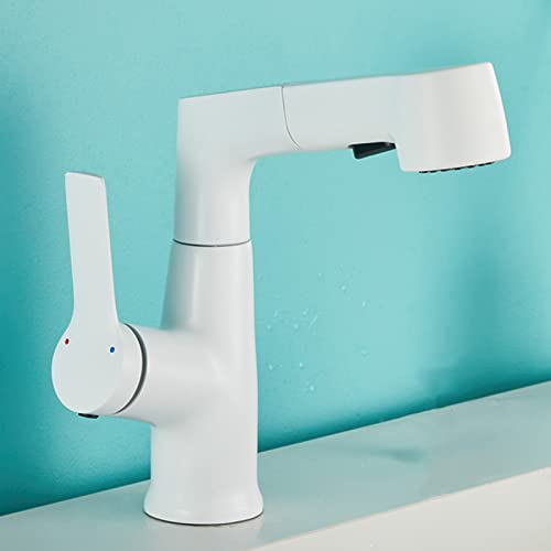 Robinet de salle de bain à bec pivotant 360 degrés et mitigeur de lavabo extractible - 2