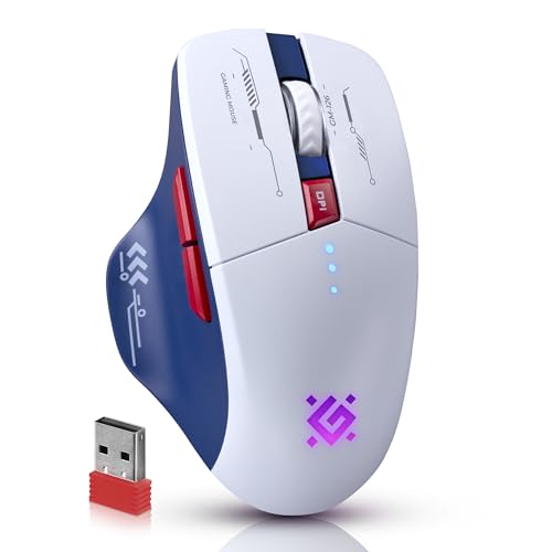 Defender Tisa GM-126 Souris de jeu sans fil Bluetooth & 2,4 GHz, 1600 DPI, batterie 400 mAh, boutons silencieux, éclairage RVB, souris USB-C