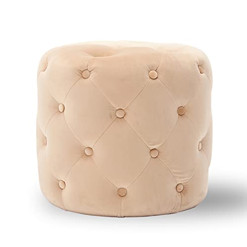 Generisch Generic Getufteter Samt Hocker Khaki