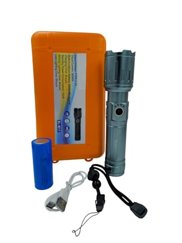 RL-M17 Heavy Duty Metal Torch | 100W High Brightness LED | Rechargeable 3000mAh Battery | Zoomable Focus | Type-C Fast Charging Torch for Night &...