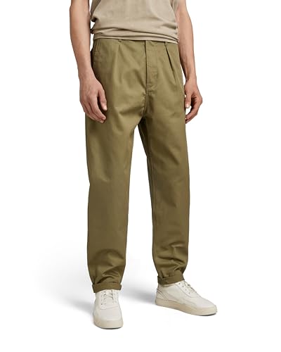 Pleated Chino Relaxed scuro smoke olive D20147-C962-B212 28W 30L uomo unisex verde