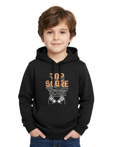 Image of Mack Jonney Boys' inchAwesome inch Printed Fleece Hoodie - Warm Winter Sweatshirt with Kangaroo Pocket -M5452