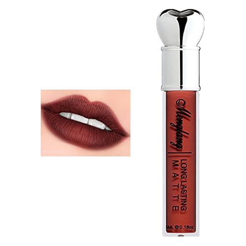 Matte Liquid Lipstick,Dark Red Purple Brown Matte Lipstick Lip Stain Long Lasting 24 Waterproof Lip Gloss Gift Matt Liquid Lipsticks Lip Stains For Women Long Lasting Smudge Proof Makeup(#15)