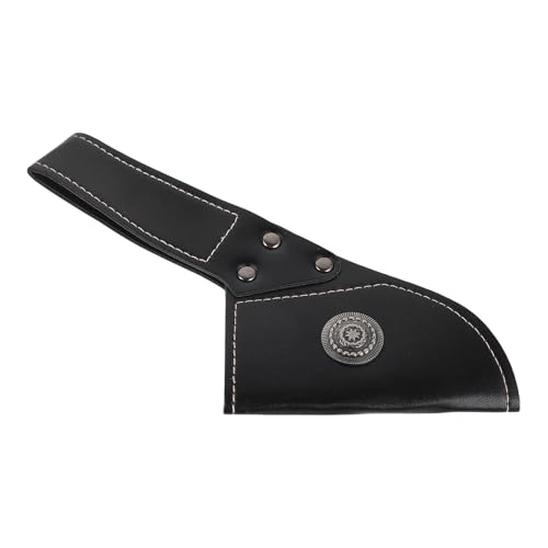 TOYANDONA Funda Protectora de Camping de Cuero PU Negro, Vaina Redonda con Cierre a Presión, Cubierta Segura para Hoja Afilada, Ligera y Compacta para Actividades al Aire Libre