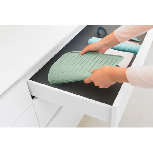 Image of Brabantia Sinkside Silicone Dish Pot Drying Mat (Jade Green) Soft, Non-Slip Kitchen Counter Sink Top Drainer for Dishwashing