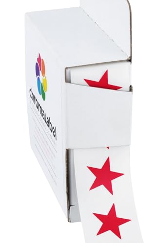 ChromaLabel 0.75 Inch Color Code Star Labels, 1000 Labels per Dispenser Box, Red