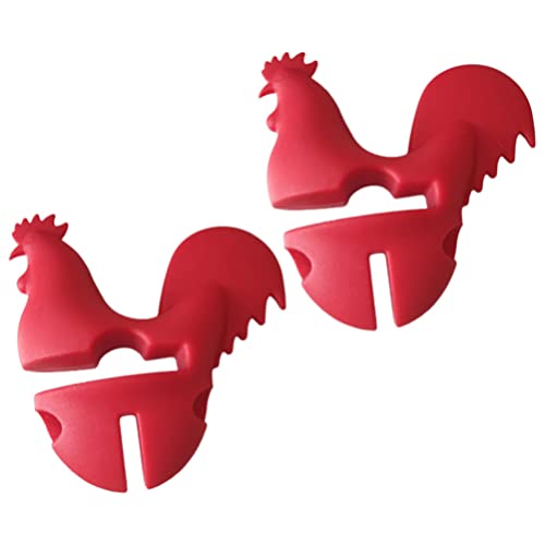 Cabilock 2pcs Silicone Rooster Pot Lid Lifter Spill Kitchen Tool for Boil over Prevention Creative Design for Home Cooking Easy to Install Lightweight and Adorable