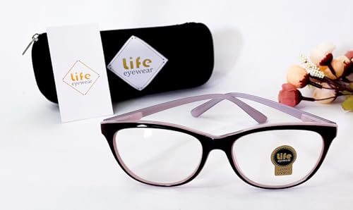 Armação Óculos Lente Grau +1.00 Ate +4.00 Leitura Oval Rosa Claro com Preto (Rosa Claro, 1.75, x)