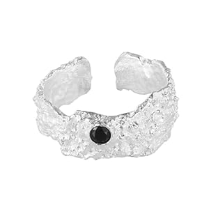 Women Rings, Wedding Bands for Women Silver Delicate Irregular Luxury Wide Ring S925 Sterling Silver Engagement Ring for Women Adjustable