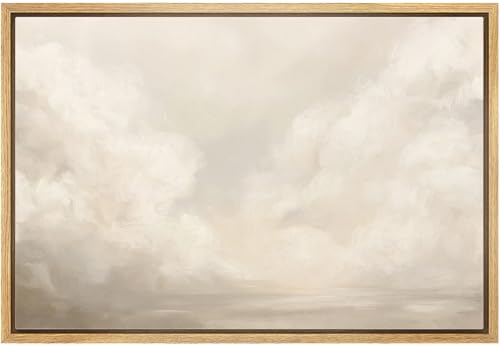 MUDECOR Framed Canvas Print Wall Art Soft Neutral Cloudscape Tranquil