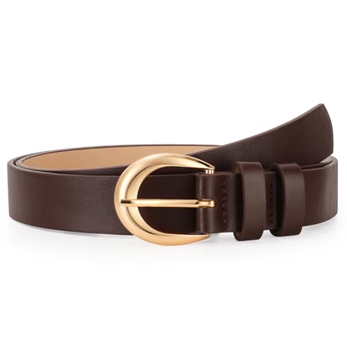 JASGOOD Women Leather Belt with Gold Buckle Fashion Women Belt Ladies Casual PU Leather Belt for Jeans Pants Dress