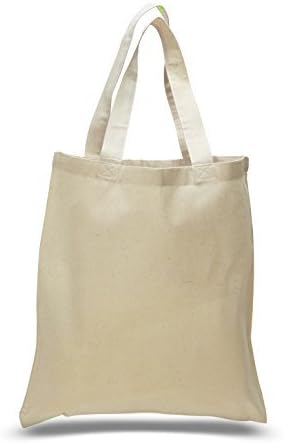 Flat Bottom Cotton Reusable Plain Tote Bag with 21-Inch Handles, 15-Inch-by-16-Inch, Natural (12 Pack)