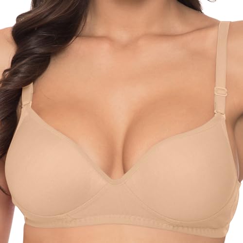 Image of Komli - Heavily Padded Push-Up Bra - Cotton Rich - Balconette - 3 /4th Coverage, Seamless, Wireless, Multiway Straps - T-Shirt Bra (Pack of 2)