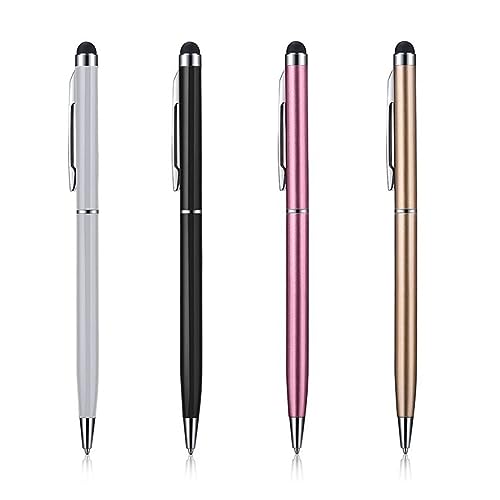 JOCXZI Stylus Pens for Touch Screens, Stylus Pen 4 Pack Universal Capacitive 2 in 1 Retractable Ballpoint Pens and Styli Touch Screen Pencil,Compatible with tablets, mobile phones and other products