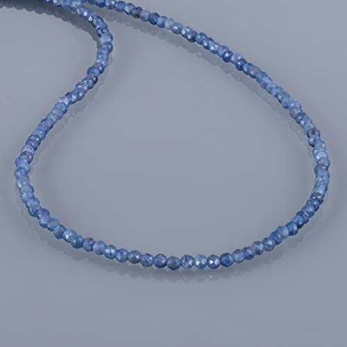 NirvanaIN Natural Blue Sapphire Necklace - September Birthstone Necklace - Sterling Silver - Gemstone Jewelry - Rare Sapphire Necklace - Rondelle Bead3