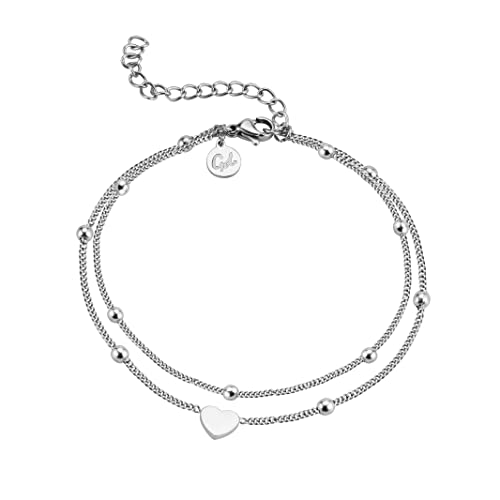 Flpruy Herz Geburtsstein Armband - 925 Silber Fußkettchen Verstellbar Für Damen