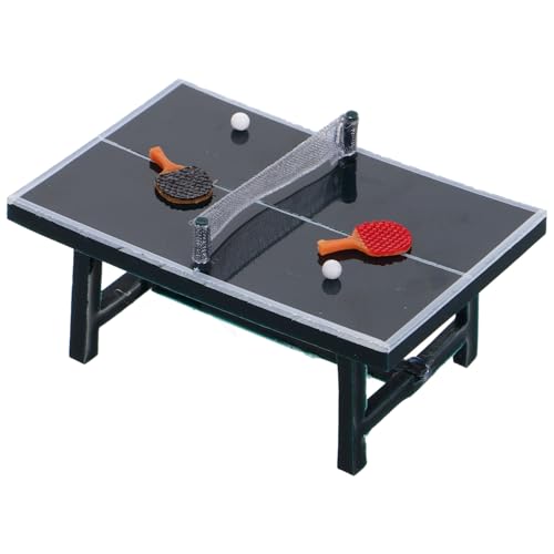 Toyvian Mini Table Tennis Set Accessoires Décoratifs Miniatures pour Maison et Gâteaux Ensemble de Pingpong avec Table Raquette et Balles pour Décoration et