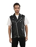 Idopy Classic Men`s Motorcycle Faux Leather Vest Riding Club Biker PU Sleeveless Jacket Waistcoat Black S